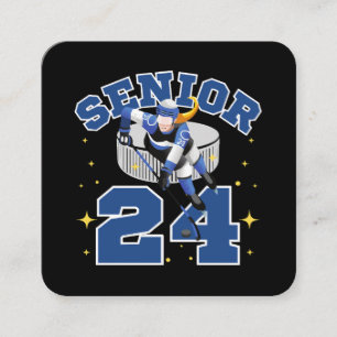 Funny Ice Hockey Senior 2024 Square Business Card