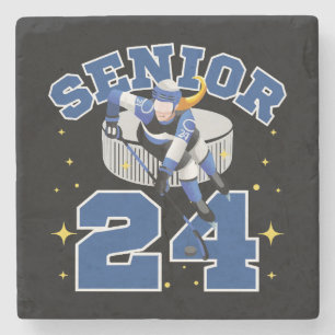 Funny Ice Hockey Senior 2024 Stone Coaster