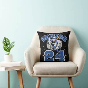 Funny Ice Hockey Senior 2024 Throw Pillow