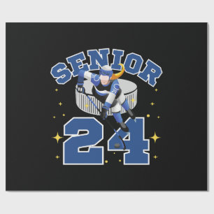 Funny Ice Hockey Senior 2024 Wrapping Paper