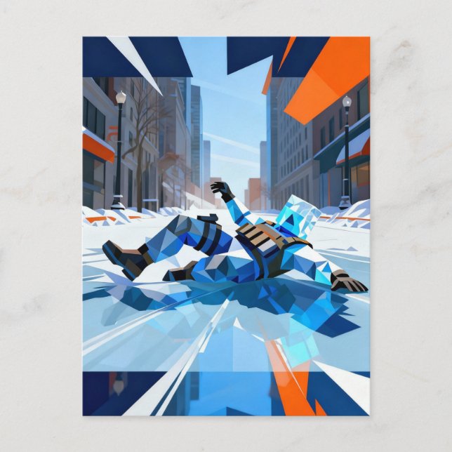 Funny icecube falling on ice unique and colorful  postcard (Front)