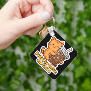 Funny Iced Coffee Lover Gift Keychain
