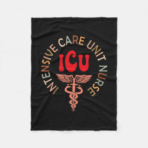 Funny Icu Nurse Intensive Care Unit Nurse Emergenc Fleece Blanket