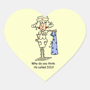 Funny ICU Nurse T-shirts and Gifts Heart Sticker