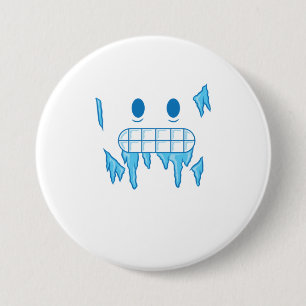 Funny Icy Cold Face Halloween Freezing Emoji 3 Inch Round Button