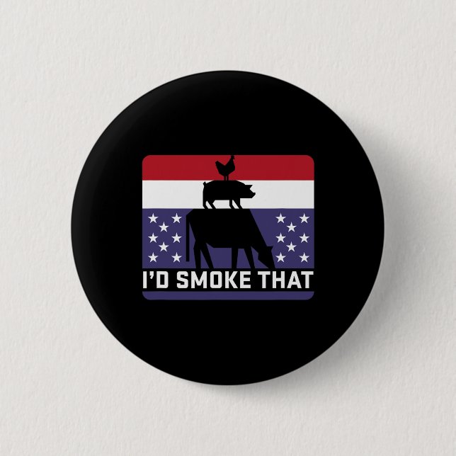Funny I'd Smoke That Barbecue Retro Grilling Bbq  2 Inch Round Button (Front)