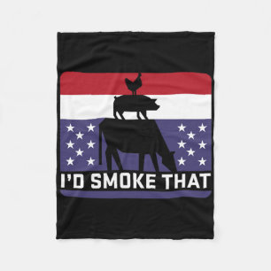 Funny I'd Smoke That Barbecue Retro Grilling Bbq Fleece Blanket