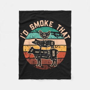 Funny Id Smoke That Funny Barbecue Retro Grilling  Fleece Blanket