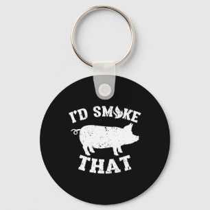 Funny I'd Smoke That Pork Pig Vintage Barbeque  Keychain