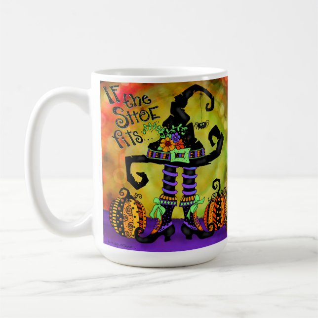 Funny If the Shoe Fits Halloween Witch Hat Coffee Mug (Left)