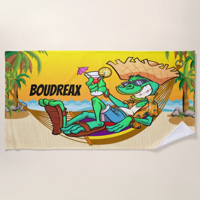 Funny Iguana Beach Towel (Front)