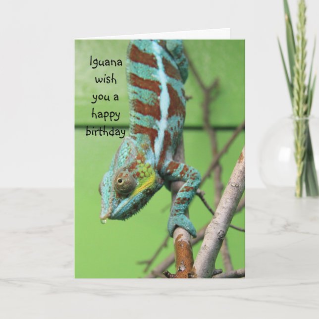Funny Iguana Birthday Card, share the cake Card (Front)