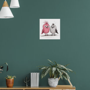 Funny illustrated Birds Poster