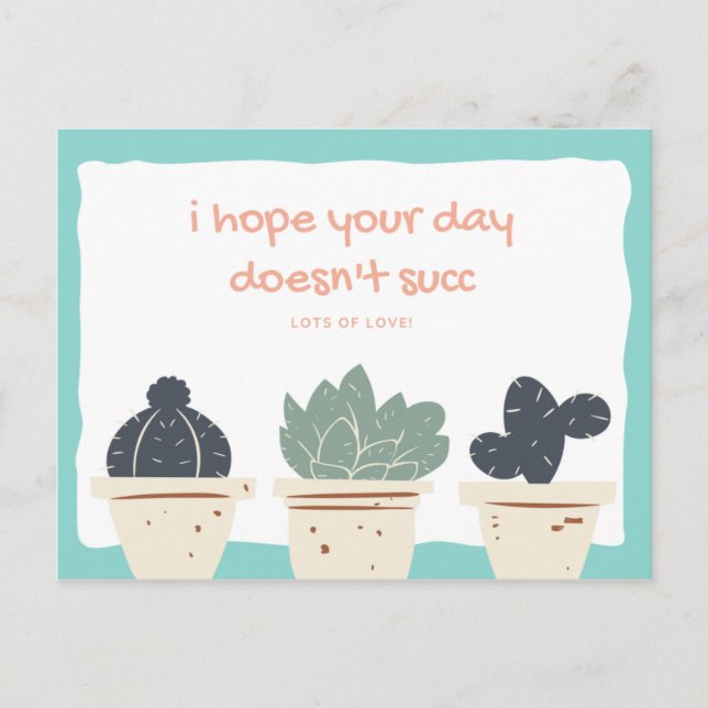 Funny Illustration Succulent Postcard (Front)