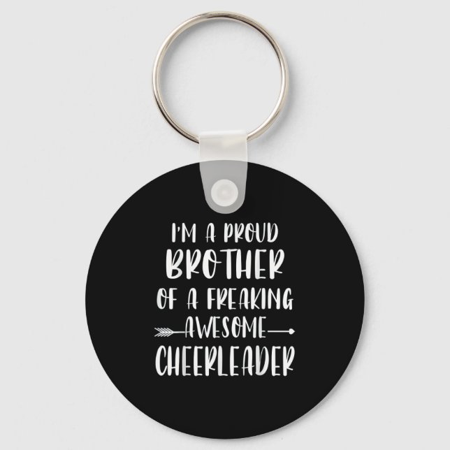 Funny I'm A Proud Cheer Brother Of A Cheerleader X Keychain (Front)