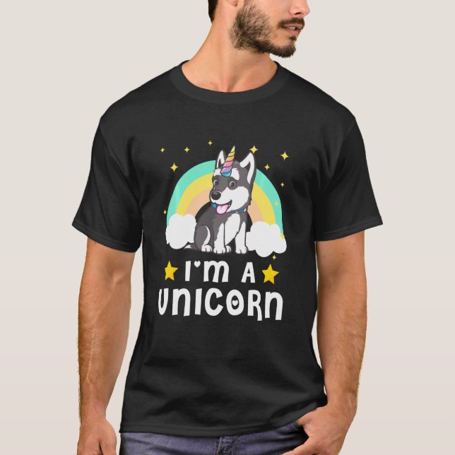 Funny I'm A Unicorn Shirts Siberian Husky Dog Love (Front)