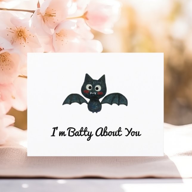 Funny I'm Batty About You Bat Valentine with Name Postcard (Creator Uploaded)