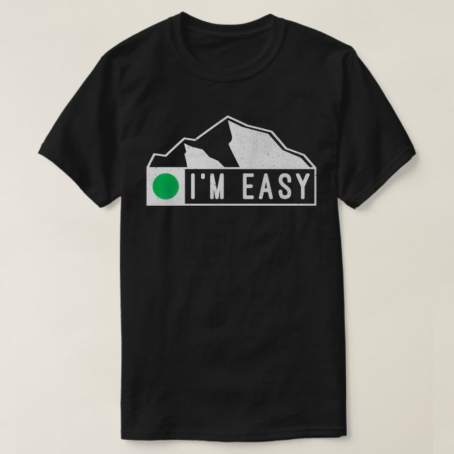 Funny Im Easy Ski Snowboard Green Marker Mountain  T-Shirt (Design Front)