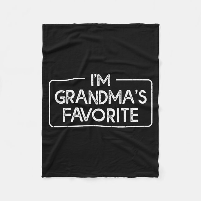 Funny I'm Grandma's Favorite Grandson Granddaughte Fleece Blanket (Front)