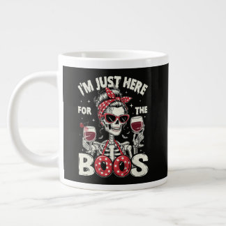 Funny I'm Just Here for The Boos Skeleton Large Coffee Mug