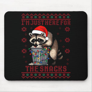 Funny I'm Just Here For The Snacks Santa Raccoon U Mouse Pad