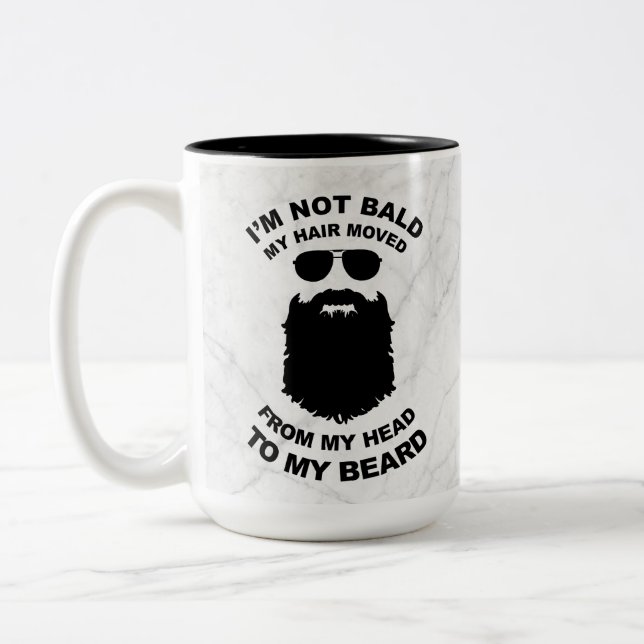 Funny I'm Not Bald Grey Marble Two-Tone Coffee Mug (Left)