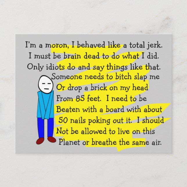 Funny "I'm Sorry" Cards and Key Chains (Front)