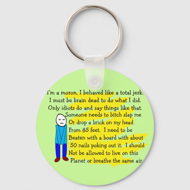 Funny "I'm Sorry" Cards and Key Chains (Front)