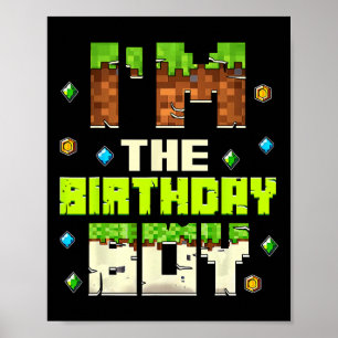 Funny I'm The Birthday Boy Video Gamer Pixel Birth Poster