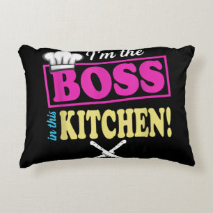 Funny Im The Boss In This Kitchen T-shirt Cooking  Accent Pillow