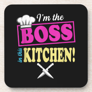 Funny Im The Boss In This Kitchen T-shirt Cooking Coaster