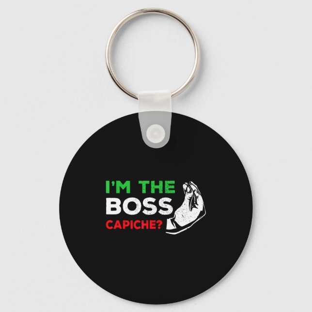 Funny I'm The Boss Italian Nonna Nonno Cache Humor Keychain (Front)