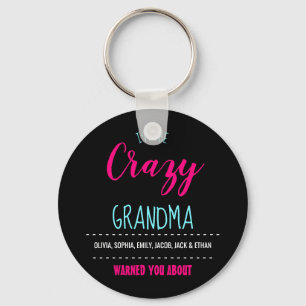 Funny I'm the Crazy Grandma Mother's Black Keychain
