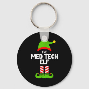 Funny I'm The Med Tech Elf Christmas Xmas Medical  Keychain