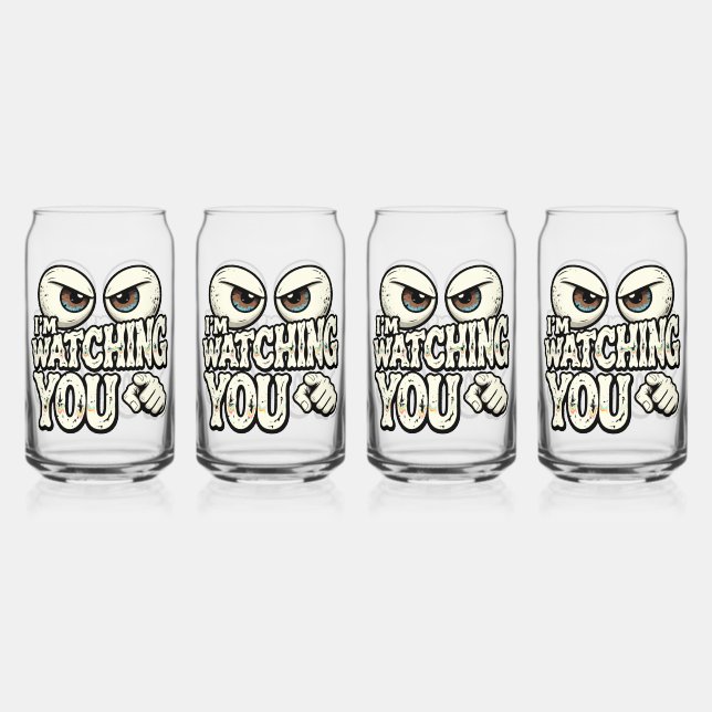Funny "I'M WATCHING YOU" Retro Eyes Coffee Mug - O (Recto)