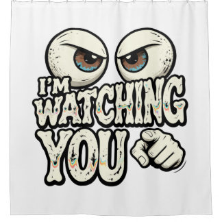 Funny "I'm Watching You" Retro Eyes & Pointing Fin