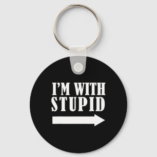 Funny I'm With Stupid Red Funny Christmas Gift Keychain