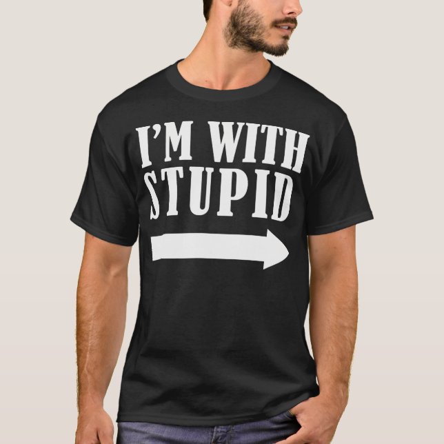 Funny I'M With Stupid Red 	 Funny Christmas Gift T-Shirt (Front)