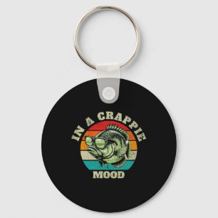 Funny In A Crappie Mood Retro Fishing Sarcastic Da Keychain