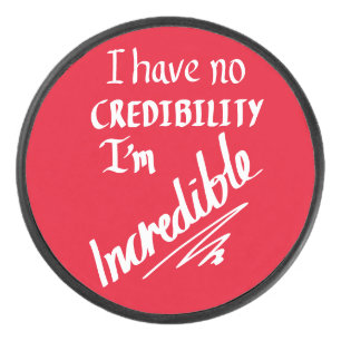 Funny Incredible Word Play Witty Joke Humour Red Hockey Puck