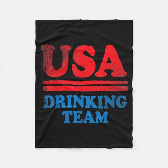 Funny Independence Day apparel USA Drinking Team Fleece Blanket (Front)