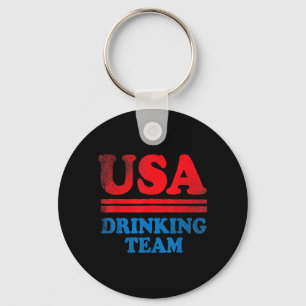 Funny Independence Day apparel USA Drinking Team Keychain