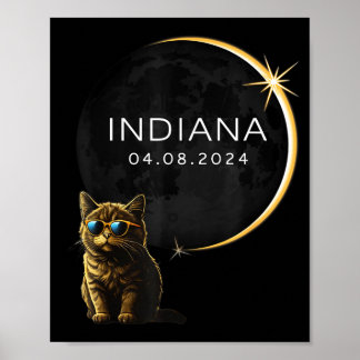 Funny Indiana Total Solar Eclipse Cat Poster