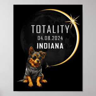 Funny Indiana Total Solar Eclipse Dog Poster