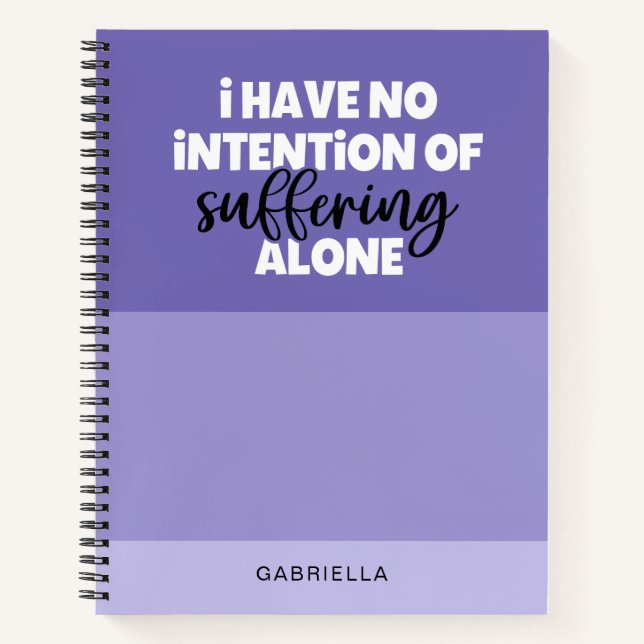Funny Indigo Purple Colorblock Suffering Alone Notebook (Front)