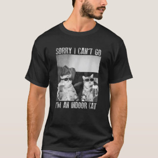 Funny Indoor Cat Meme Sorry I Can t Go Retro Beer T-Shirt