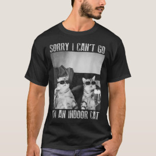 Funny Indoor Cat Meme Sorry I Can’t Go Retro Beer  T-Shirt