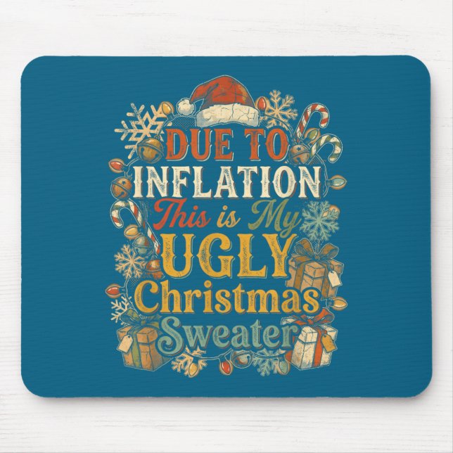 Funny Inflation Ugly Christmas Sweater Retro Vinta Mouse Pad (Front)