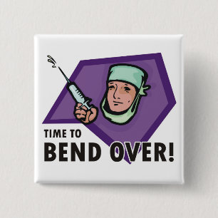 Funny injection doctor / nurse - squirting syringe 2 inch square button