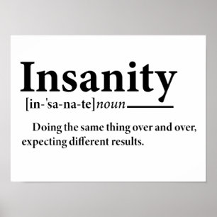 Funny Insanity Definition Insanity Explanation Poster